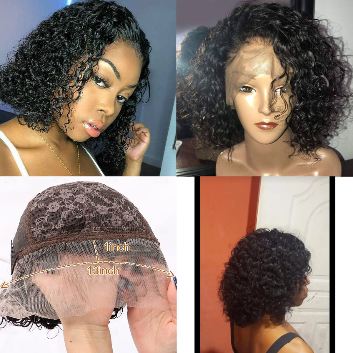 10" 10A Brazilian Water Wave 13x1 Lace Front Wigs